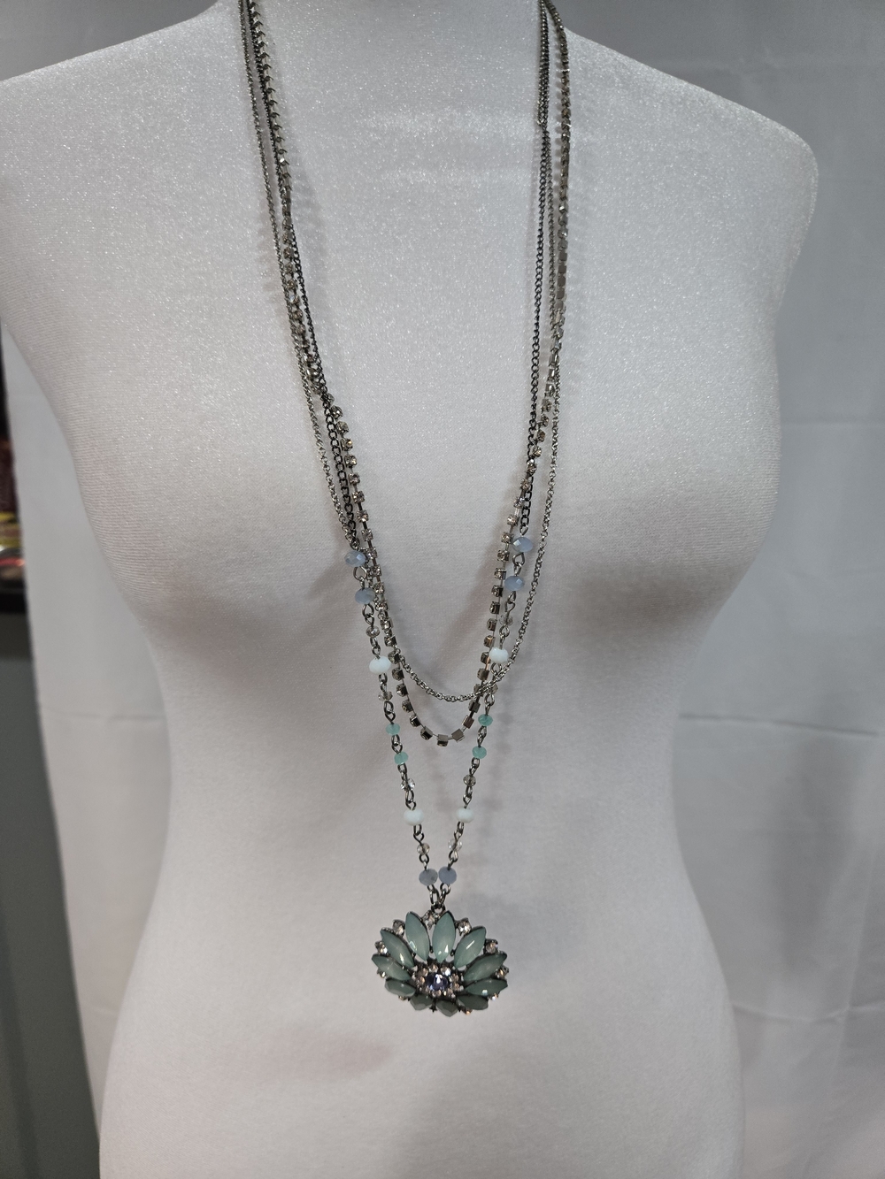 Simply Vera Vera Wang Silver-Tone Necklace with Mint Green Pendant